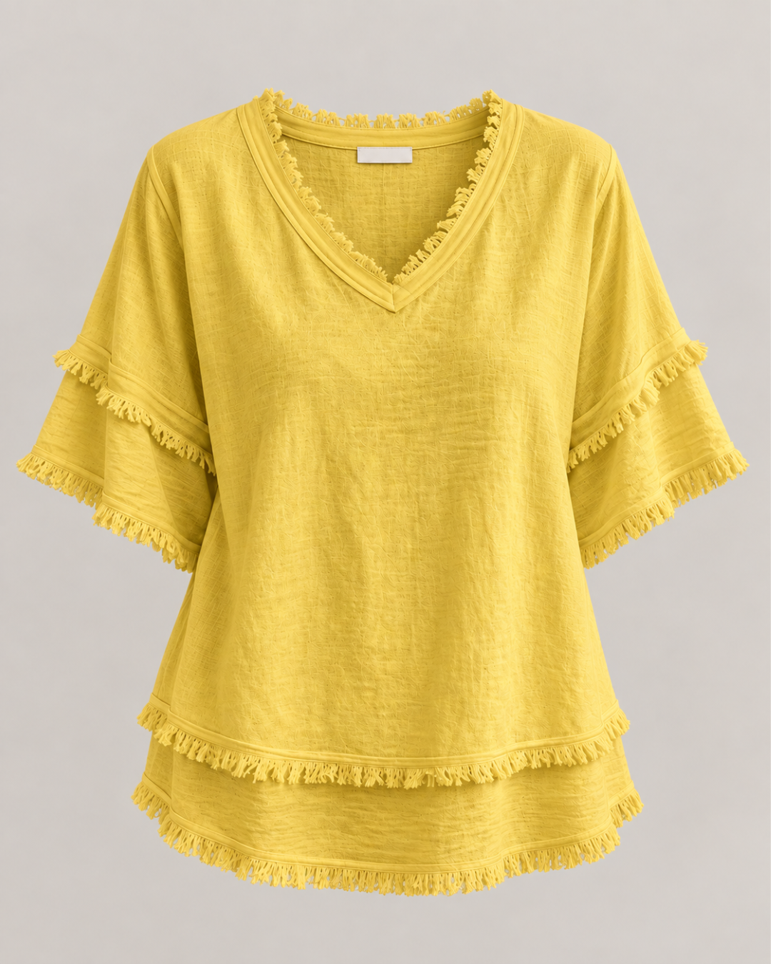 Sara | Vintage Frayed V-Neck Linen Top