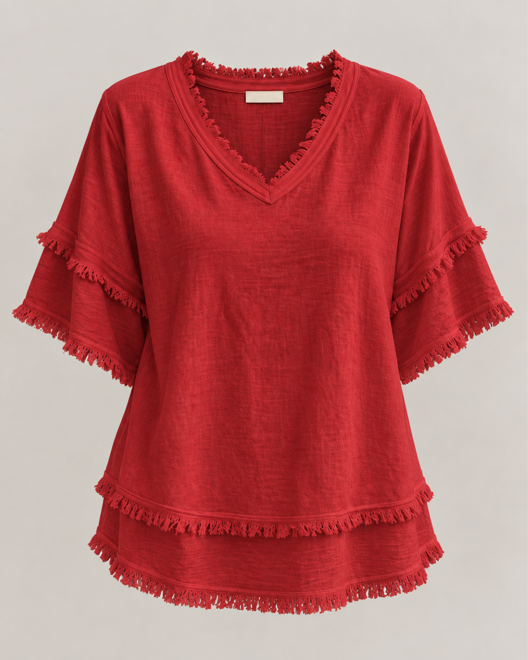 Sara | Vintage Frayed V-Neck Linen Top