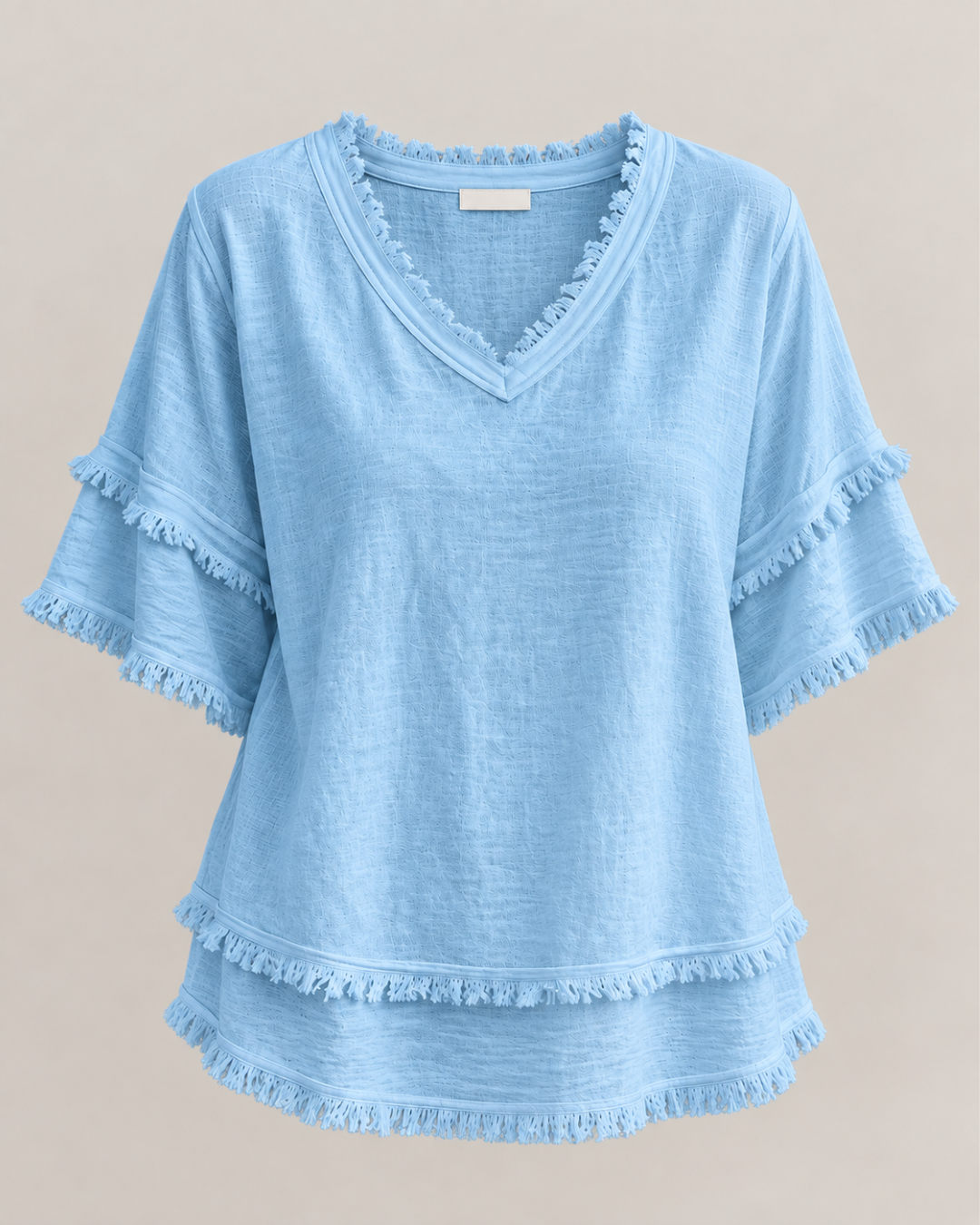 Sara | Vintage Frayed V-Neck Linen Top