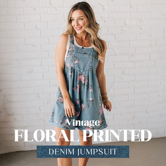 Culture® | Vintage Floral Printed Denim Jumpsuit