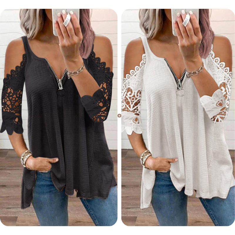Culture® | Lace Cold-Shoulder V-Neck Top