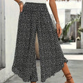 Culture® | Casual Printed High-Waisted Ruffle Wide-Leg Pants