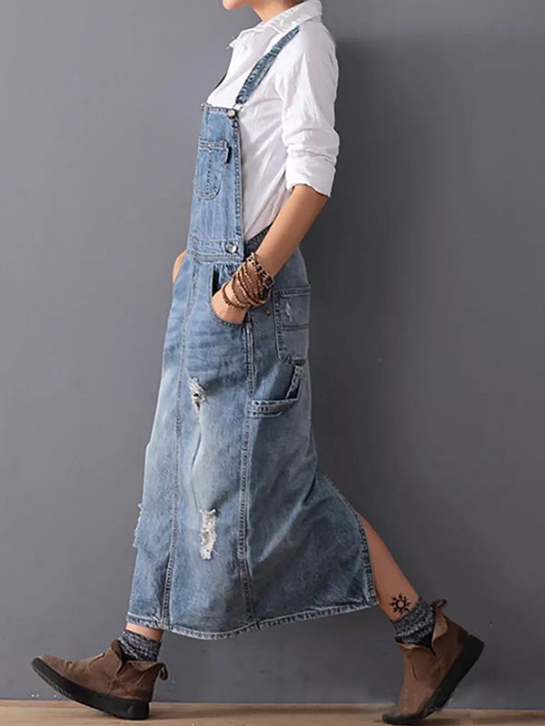 Culture® | Distressed Denim Overall Dress