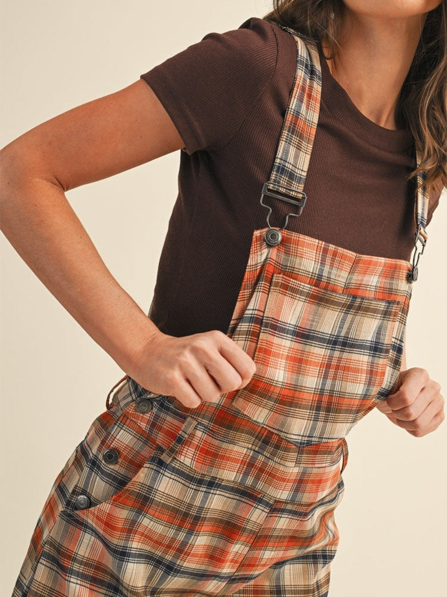 Margeret Women's Plaid Wide-Leg Overalls