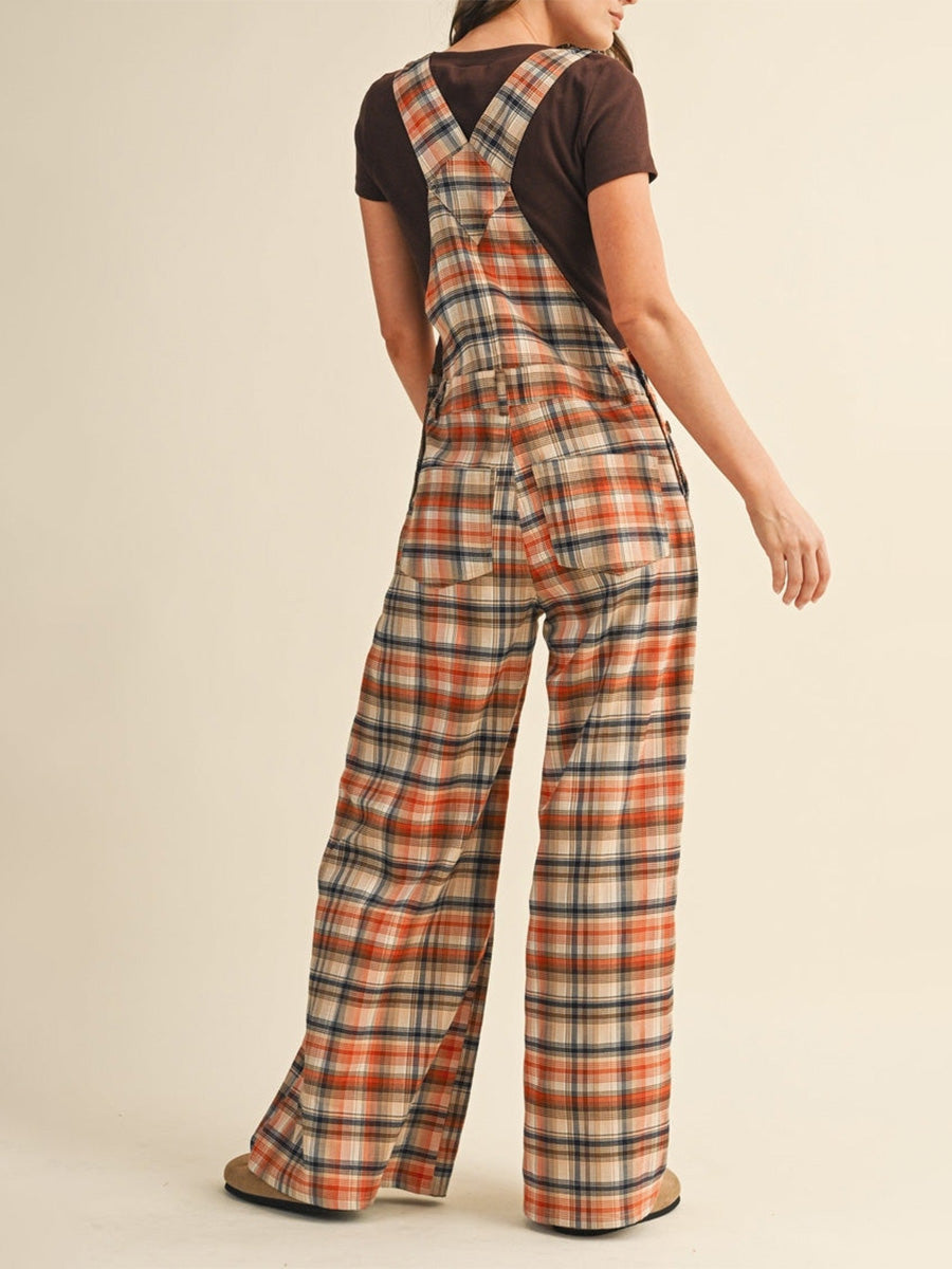 Margeret Women's Plaid Wide-Leg Overalls