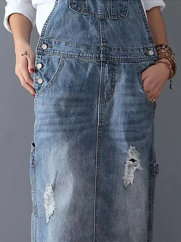 Culture® | Distressed Denim Overall Dress