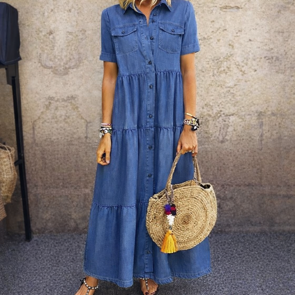 Culture® | Button-Front Tiered Midi Dress