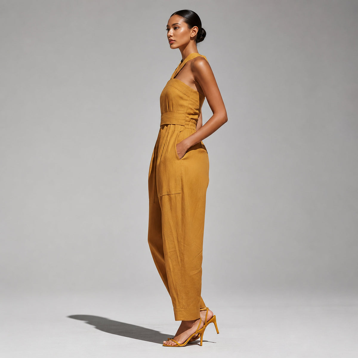 Culture® | Elara Halter-Neck Linen-Blend Jumpsuit