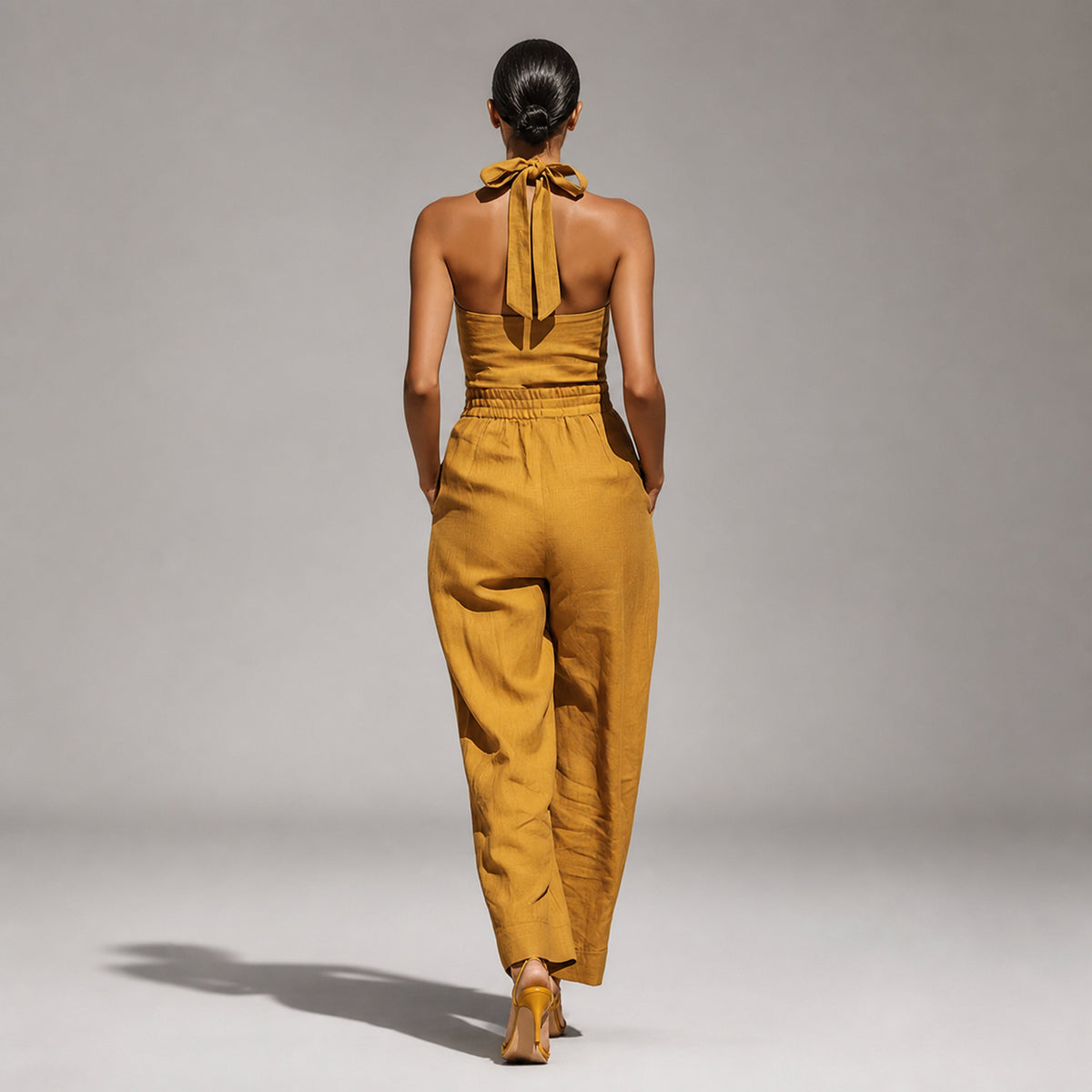 Culture® | Elara Halter-Neck Linen-Blend Jumpsuit