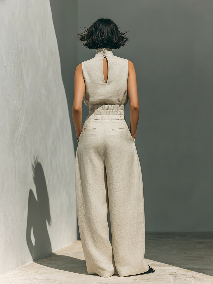 Culture® | Cotton and Linen Tank Top & Wide-Leg Pants Set