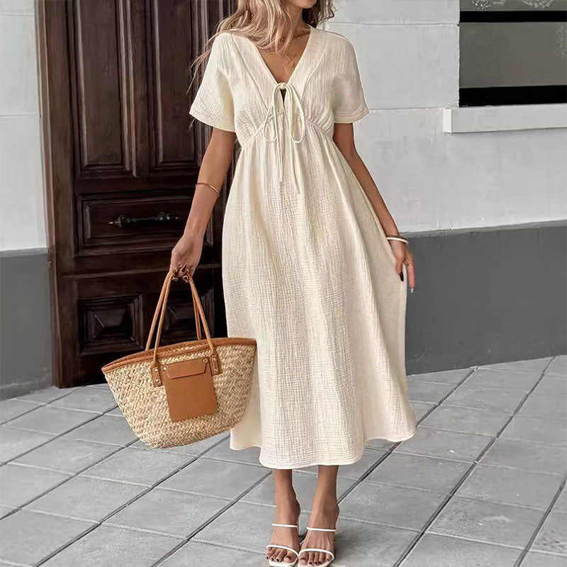 Culture® | Front Tie V-neck A-line dress
