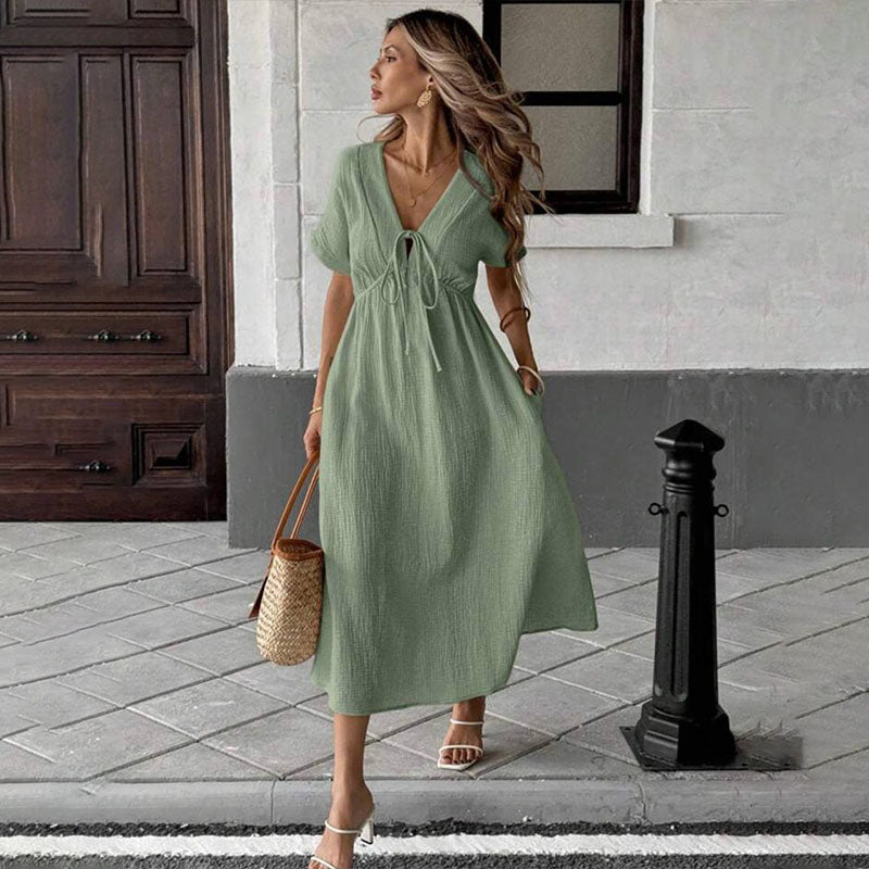 Culture® | Front Tie V-neck A-line dress