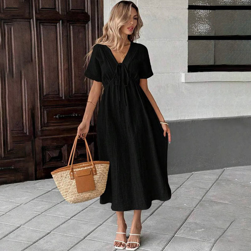 Culture® | Front Tie V-neck A-line dress