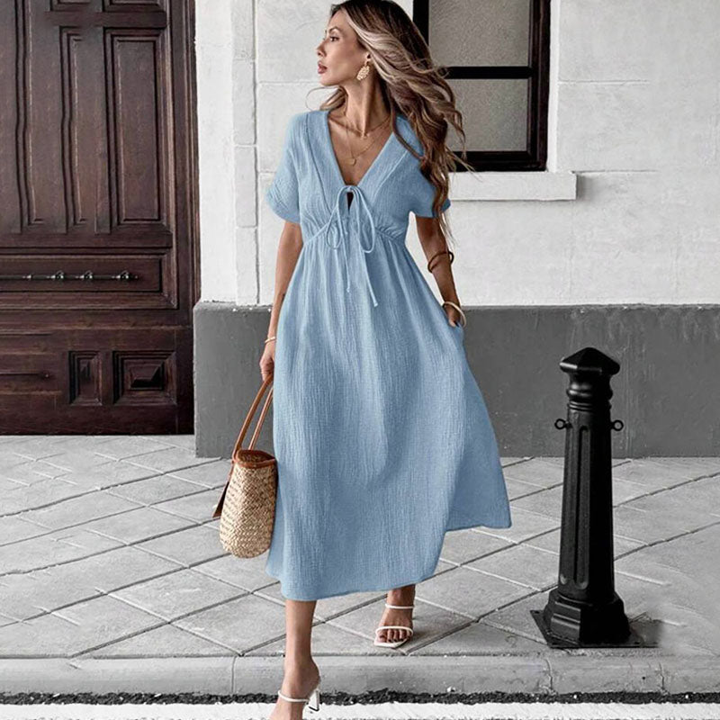 Culture® | Front Tie V-neck A-line dress