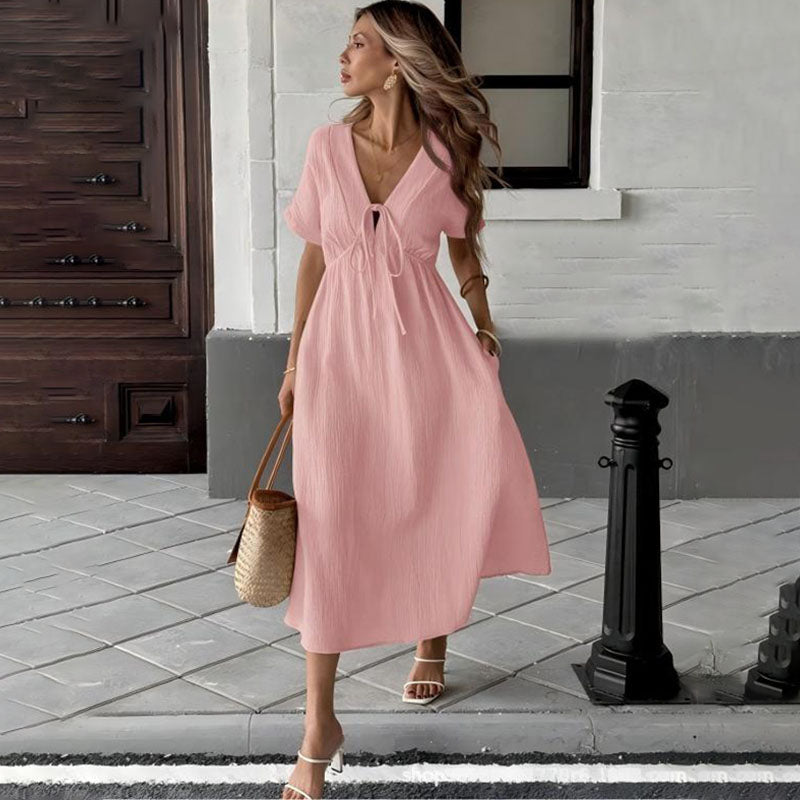 Culture® | Front Tie V-neck A-line dress