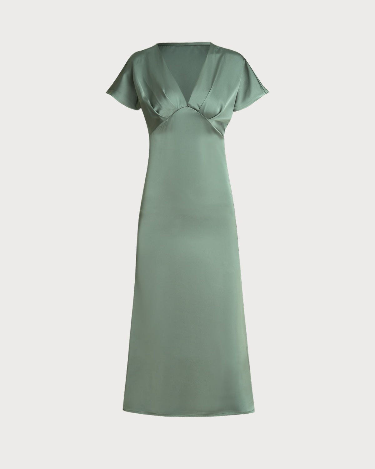 Culture® | Pleated V-Neck Satin Midi Dress