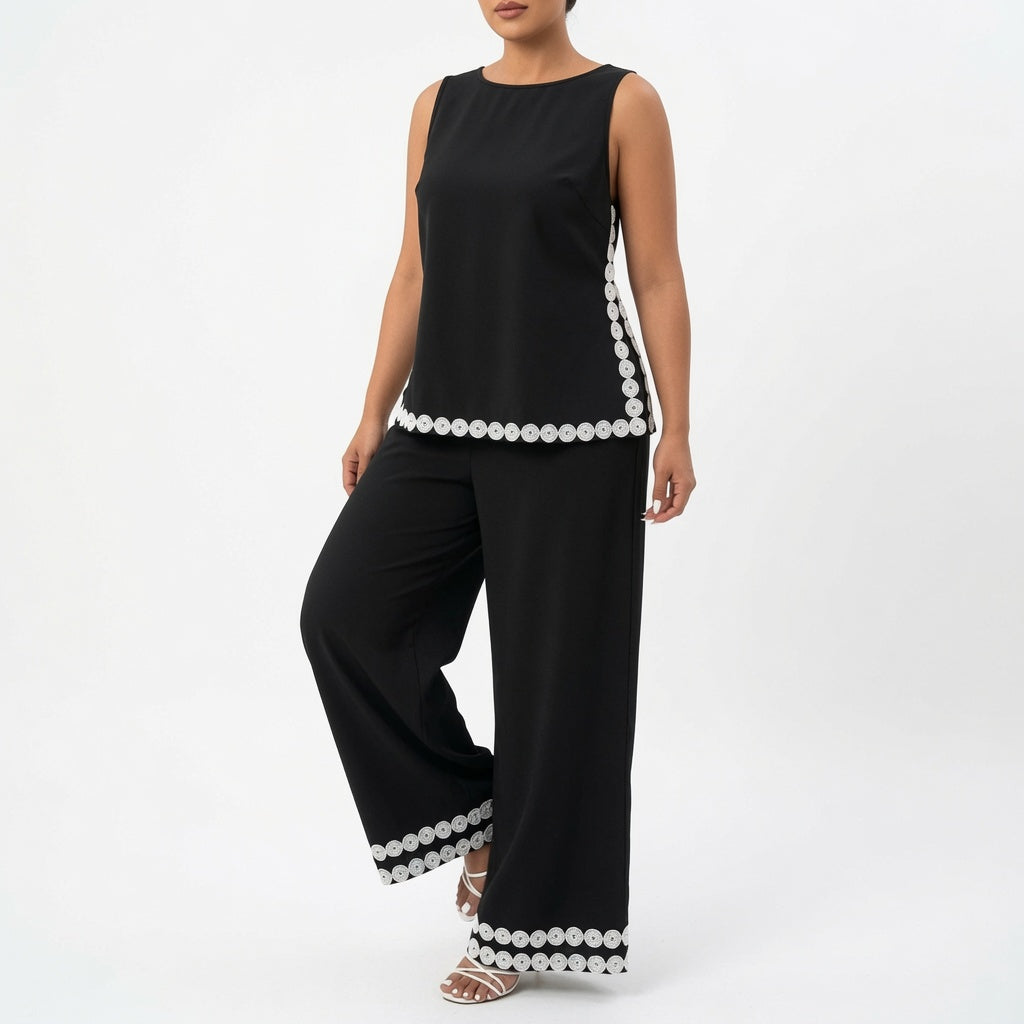 Culture® |  Contrast-Trim Two-Piece Wide-Leg Set