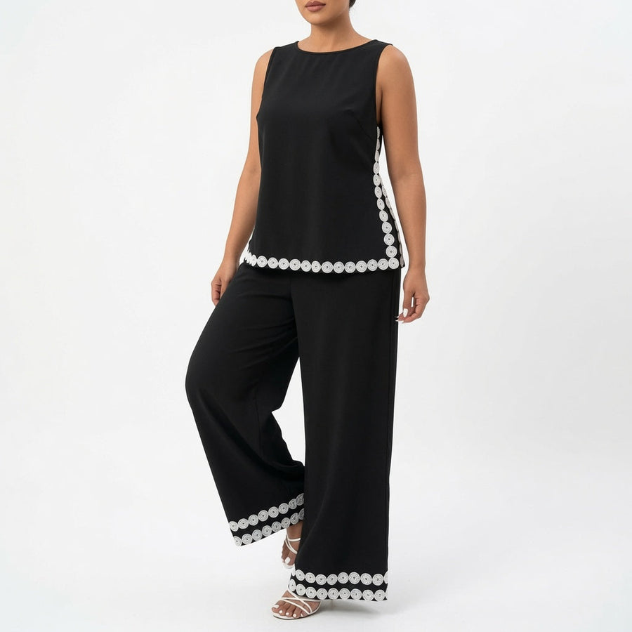 Culture® |  Contrast-Trim Two-Piece Wide-Leg Set