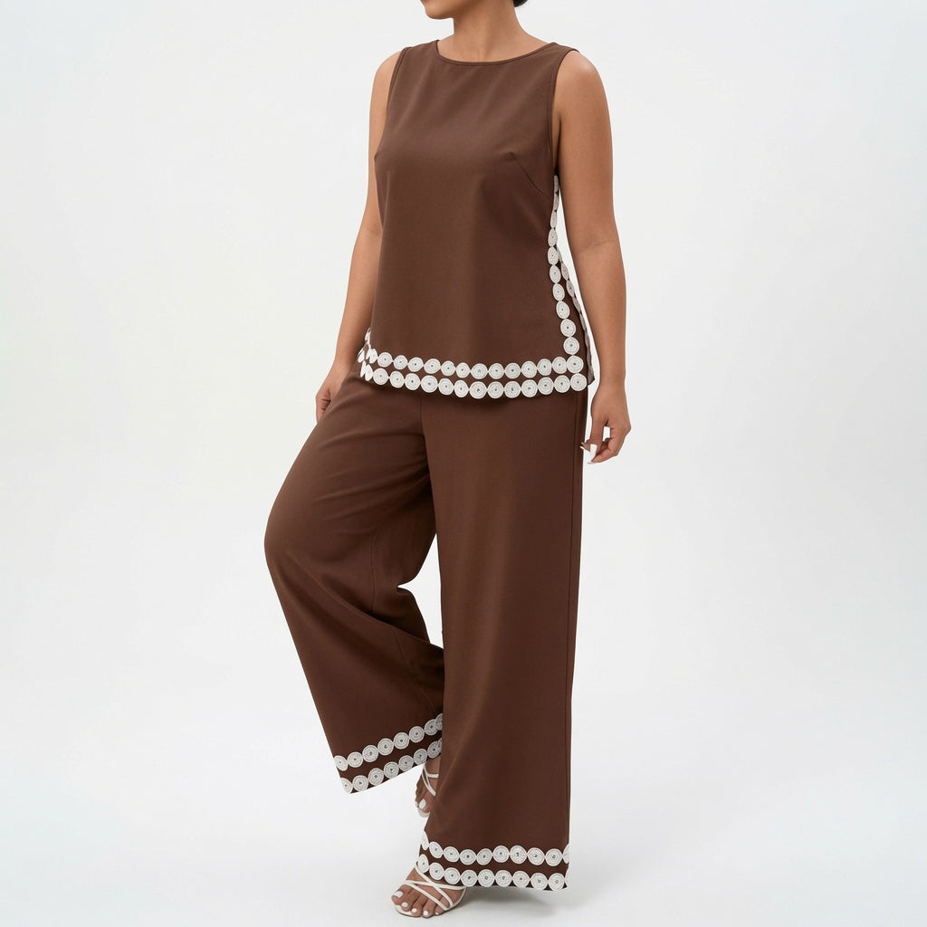 Culture® |  Contrast-Trim Two-Piece Wide-Leg Set