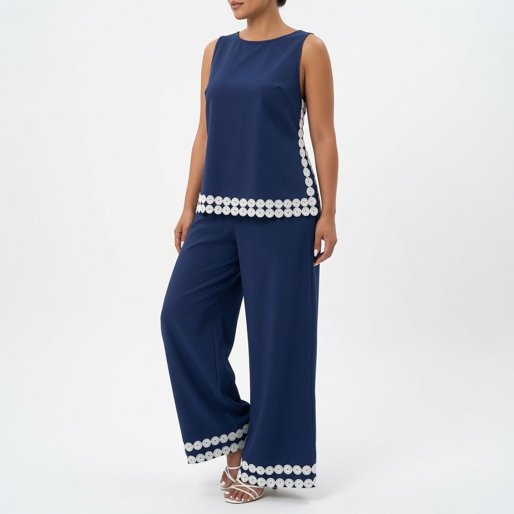 Culture® |  Contrast-Trim Two-Piece Wide-Leg Set
