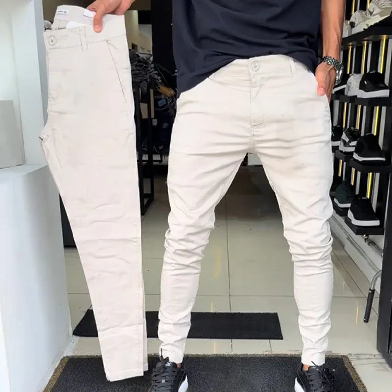 Men’s Slim-Fit Casual Solid Colour Pants