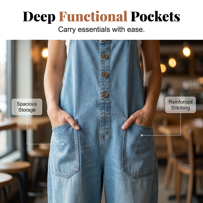 Culture® | Women’s Casual Baggy Denim Overalls with Pockets