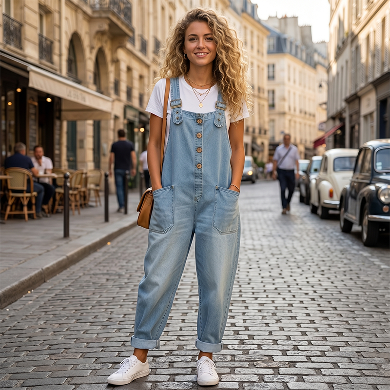 Culture® | Women’s Casual Baggy Denim Overalls with Pockets