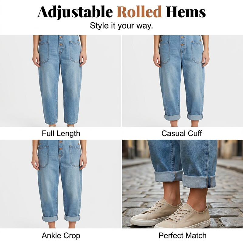 Culture® | Women’s Casual Baggy Denim Overalls with Pockets