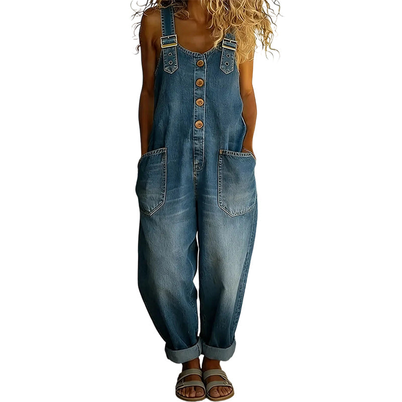 Culture® | Women’s Casual Baggy Denim Overalls with Pockets