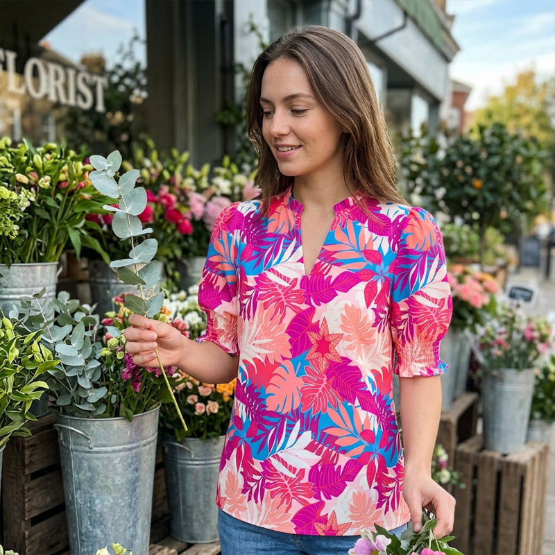 Women’s Casual Floral Short Sleeve Shirt