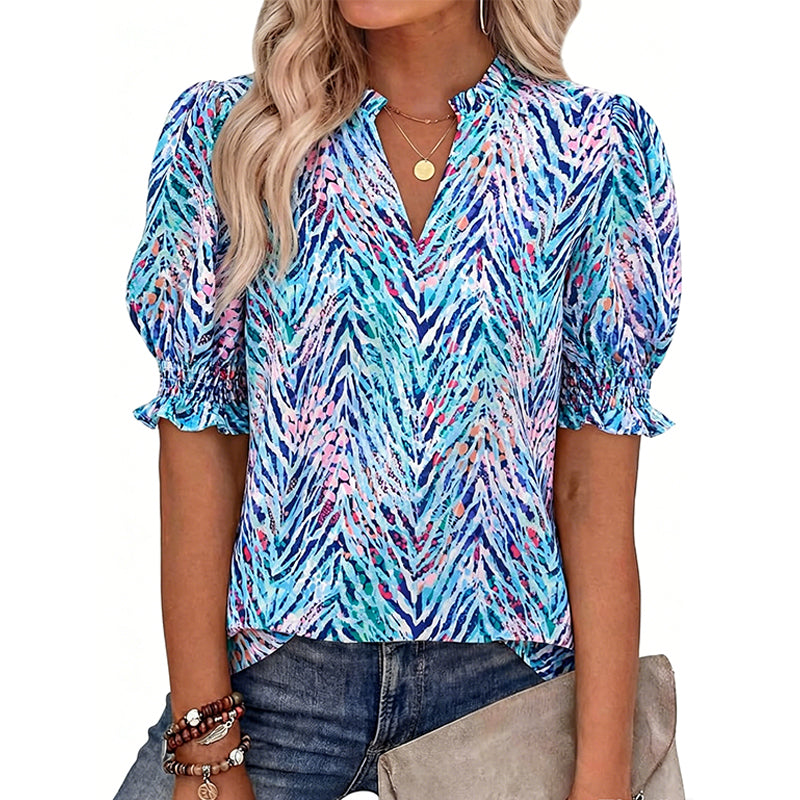 Women’s Casual Floral Short Sleeve Shirt