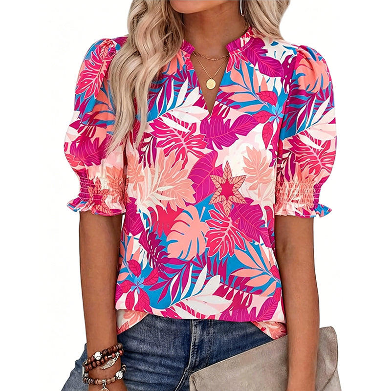 Women’s Casual Floral Short Sleeve Shirt