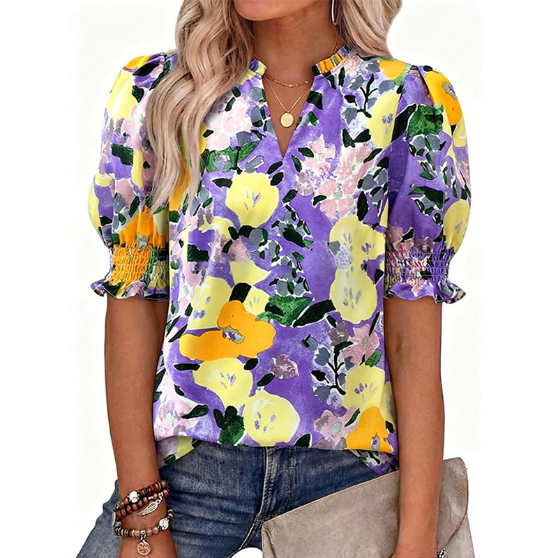Women’s Casual Floral Short Sleeve Shirt