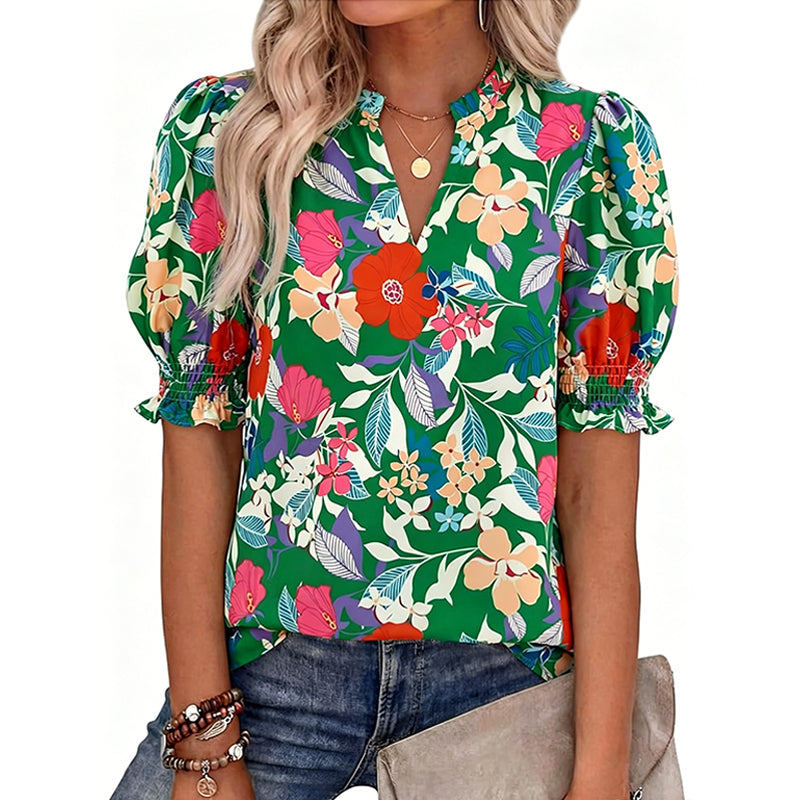 Women’s Casual Floral Short Sleeve Shirt