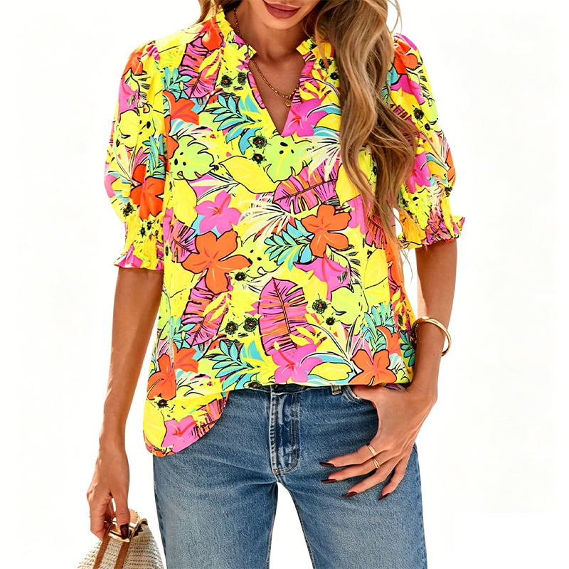 Women’s Casual Floral Short Sleeve Shirt