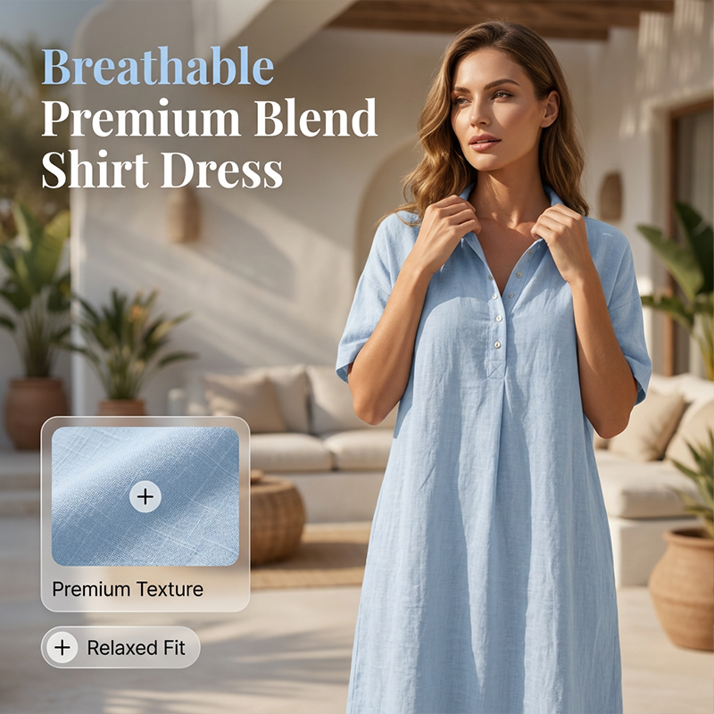 Culture® | Women's Casual Linen Blend Shirt Dress