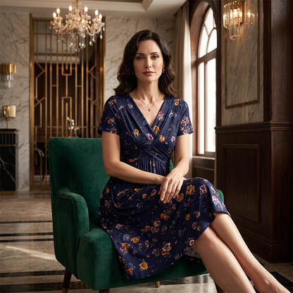 Culture® | Women's V-Neck Floral Print Dress with Twist Waist