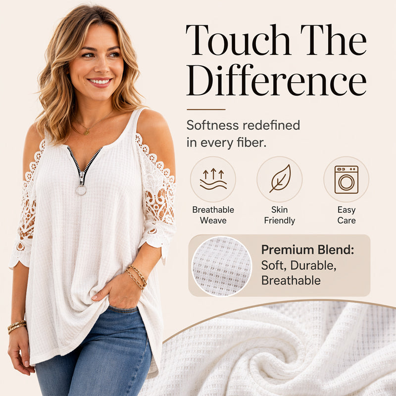 Culture® | Lace Cold-Shoulder V-Neck Top