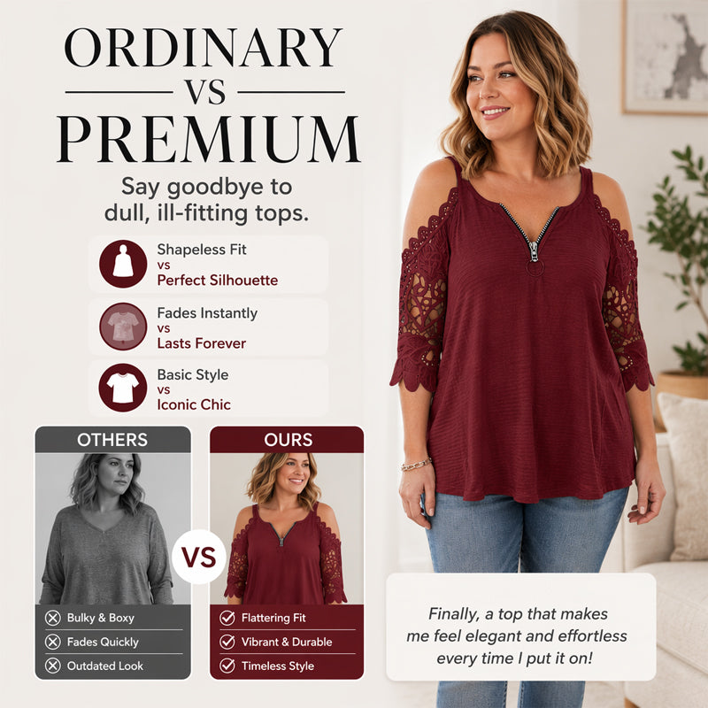Culture® | Lace Cold-Shoulder V-Neck Top