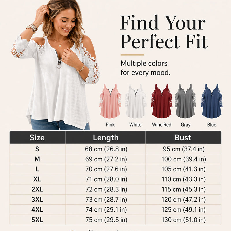 Culture® | Lace Cold-Shoulder V-Neck Top