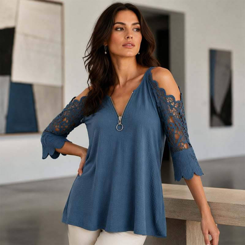 Culture® | Lace Cold-Shoulder V-Neck Top