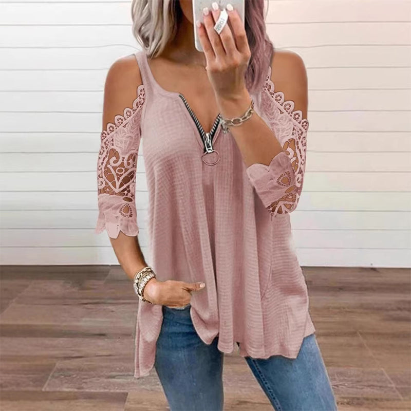 Culture® | Lace Cold-Shoulder V-Neck Top