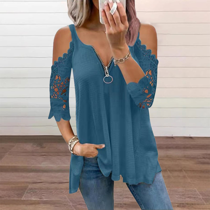 Culture® | Lace Cold-Shoulder V-Neck Top